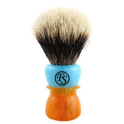 20MM 2 Band Finest Badger Hair Shaving Brush w/ Mixed Blue Amber Handle